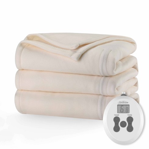 Twin Cream Ultrafleece Heated Blanket Off white Sunbeam Target