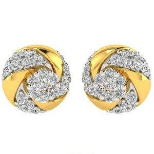 Pompeii3 1/2 ct Diamond Knot Pave Studs Womens Earrings 10k Yellow Gold Jewelry - 1 of 4