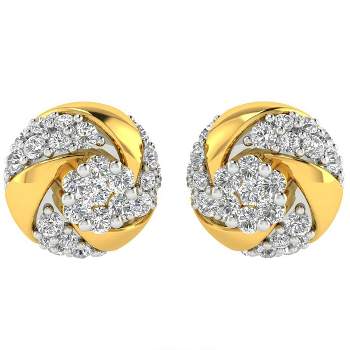 Pompeii3 1/2 ct Diamond Knot Pave Studs Womens Earrings 10k Yellow Gold Jewelry