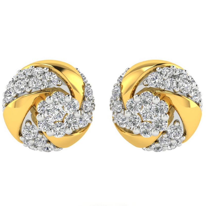 Pompeii3 1/2 ct Diamond Knot Pave Studs Womens Earrings 10k Yellow Gold Jewelry, 1 of 6