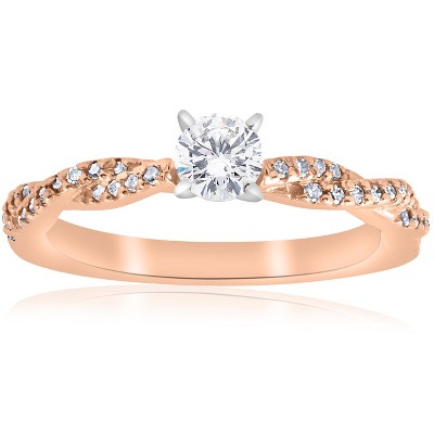 Pompeii3 1/2cttw Diamond Engagement Ring 14k Rose Gold Twist Intertwined Round Cut