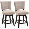 HOMCOM Swivel Bar Stools Set of 2, Fabric Tufted Counter Height Bar Stools with Rubber Wood Legs and Footrest for Dining Room, Kitchen, Pub - image 4 of 4