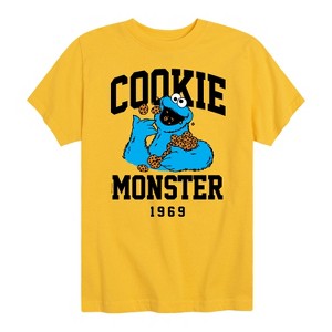Boys' - Sesame Street - Cookie Monster Collegiate Short Sleeve Graphic T-Shirt - 1 of 4