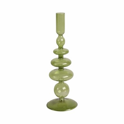 Glass Taper Candle Holder - Elegant Modern Boho Glass Candle Stand for Home, Office, Bedroom, or Living Room