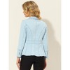 Allegra K Women's Regular Fit Casual Lapel Long Sleeve Denim Pockets Blazer - 4 of 4