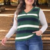 Agnes Orinda Women's Plus Size Sleeveless Casual V-Neck Striped Knit Sweater Vests - 2 of 4