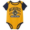 MLB Milwaukee Brewers Infant Boys' 3pk White Bodysuit - 3 of 4