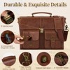 Mens Messenger Bag 15.6 Inch Leather Vintage Laptop Briefcase Waterproof Computer Laptop Bag - 3 of 4