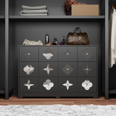 FUFU&GAGA Black Unique Design Horizontal Dresser Jewelry and Accessory Storage Cabinet: Elegance Meets Function