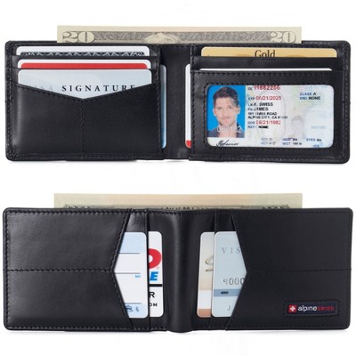 Alpine Swiss Delaney Men’s RFID Blocking Slimfold Wallet Thin Bifold Cowhide Leather Comes in Gift Box