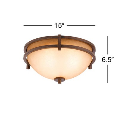 Rustic Bronze 17" Flush Mount Ceiling Light with Cream Scavo Glass Bowl