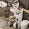 Narrow Bathroom Cabinet, Large Plastic Drawer Cabinet with Wheels and Toilet Paper Holder,7.1" Width Slim Bathroom Storage Organizer for Small Spaces - 4 of 4