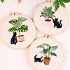 20cm/7.9in Punch Needle Embroidery Starter Kits for Beginners with Embroidery Hoops, Punch Needle Fabric with Pattern, Cartoon Cat and Green Plant - 4 of 4