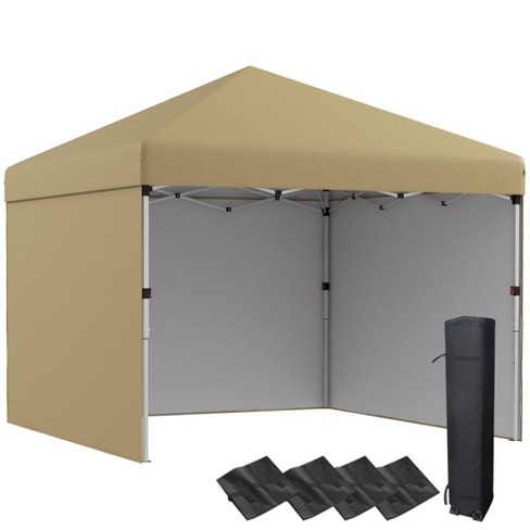 Outsunny 117 X 117 Pop Up Canopy With Sidewalls, Weight Bags And Carry Bag,  Height Adjustable Tents For Parties, Beige : Target