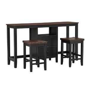 3-piece Counter Height Wood Dining Table Set with Cabinet, 2 Storage Drawers and 2 Stools for Dining Room Decoration Living Room Kitchen - 1 of 4