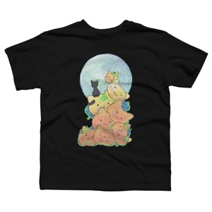 Boy's Design By Humans Cat Pumpkin Pile By AwkwardDragon T-Shirt - 1 of 4