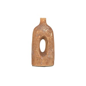 Textured Glaze with Center Hole Vase Rust Stoneware by Foreside Home & Garden - 1 of 4