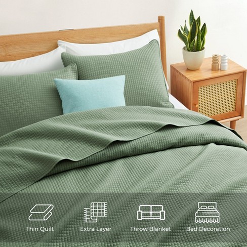 Peace Nest Premium Ultra Soft Reversible Quilted Coverlet Set, Twin, Green  : Target