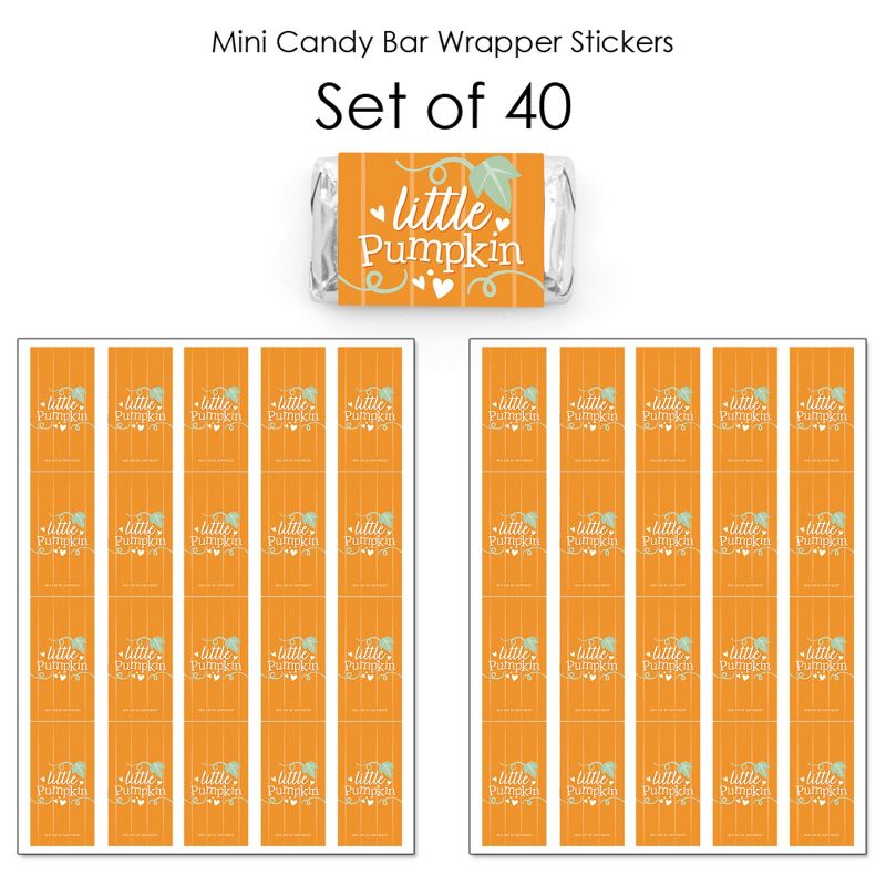 Big Dot of Happiness Little Pumpkin - Mini Candy Bar Wrapper Stickers - Fall Birthday Party or Baby Shower Small Favors - 40 Count, 3 of 7
