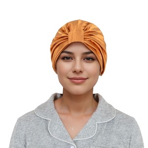 Anna-Kaci Women Silk Bonnet for Sleeping Satin Lined Hair Bonnet Twist Elastic Band Hair Cap - 1 of 4
