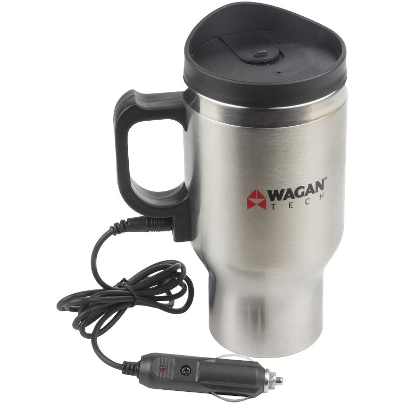 Wagan Tech® 12-Volt Deluxe Double-Wall Stainless Steel Heated Travel Mug, 1 of 10
