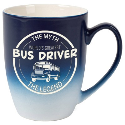 Elanze Designs Greatest Bus Driver Two Toned Ombre Matte Navy Blue and White 12 ounce Ceramic Stoneware Coffee Cup Mug