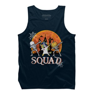 Men's Design By Humans Halloween Squad Skeleton Unicorn Dabbing By dodorindesign Tank Top - 1 of 3
