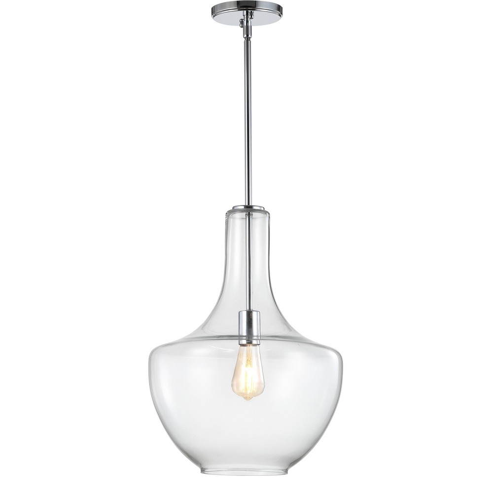 Photos - Chandelier / Lamp 13.25" Glass/Metal Watts Pendant  Chrome - JONATH(Includes LED Light Bulb)