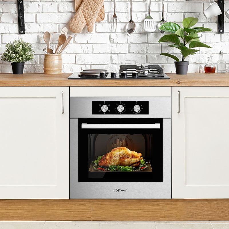 Costway 24'' Single Wall Oven 2.47Cu.ft Built-in Electric Oven 2300W w/ 5 Cooking Modes, 3 of 11