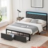 Queen Bed Frame w/2 Storage Drawers & Light Headboard - Sturdy Metal Platform Full Size, Drawers Platform Bed Frame w/Storage - 3 of 4