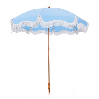 Captiva Designs 7ft Portable Patio Umbrella with Fringe - Stylish Outdoor Shade with UPF 50+ Protection