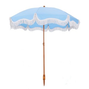Captiva Designs 7ft Portable Patio Umbrella with Fringe - Stylish Outdoor Shade with UPF 50+ Protection - 1 of 4