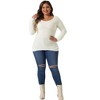 Agnes Orinda Women's Plus Size Waffle Knit Scoop Neck Long Sleeve Lightweight Casual Pullover Sweaters - 3 of 4