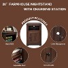 Nightstand with Charging Station, 20" Farmhouse End Table w/Groove Barn Door & Adjustable Shlef for Bedroom - 4 of 4