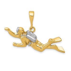 Black Bow Jewelry 14k Yellow Gold and White Rhodium Two Tone Scuba Diver Pendant - 1 of 4