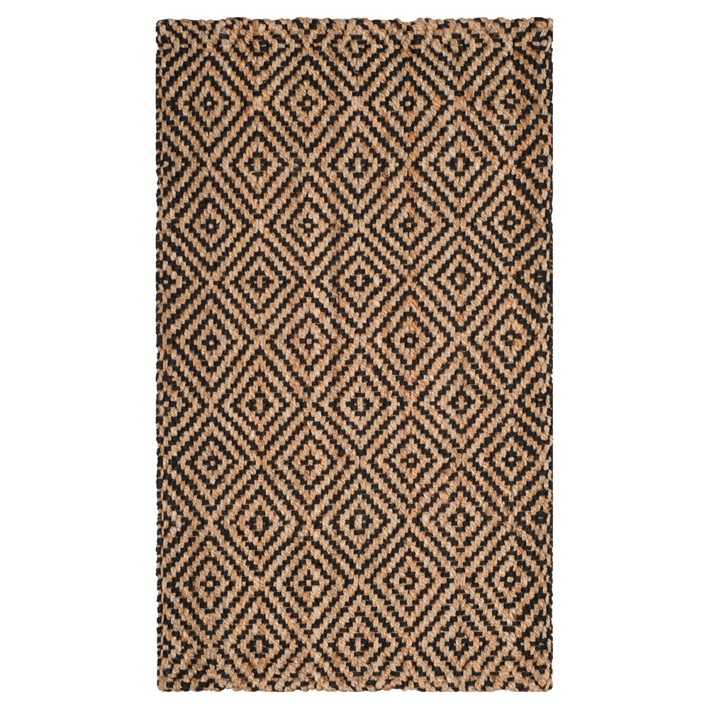 4'x6' Crista Geometric Woven Area Rug Natural/Black - Safavieh