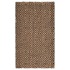 Natural/Black Abstract Loomed Accent Rug - (3