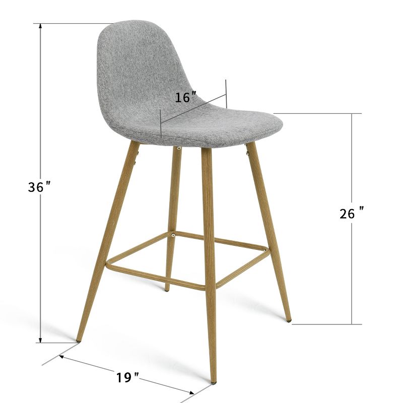 26" Spoon Upholstered Counter Stools  Metal Leg  (Set Of 2) -Maison Boucle, 4 of 11