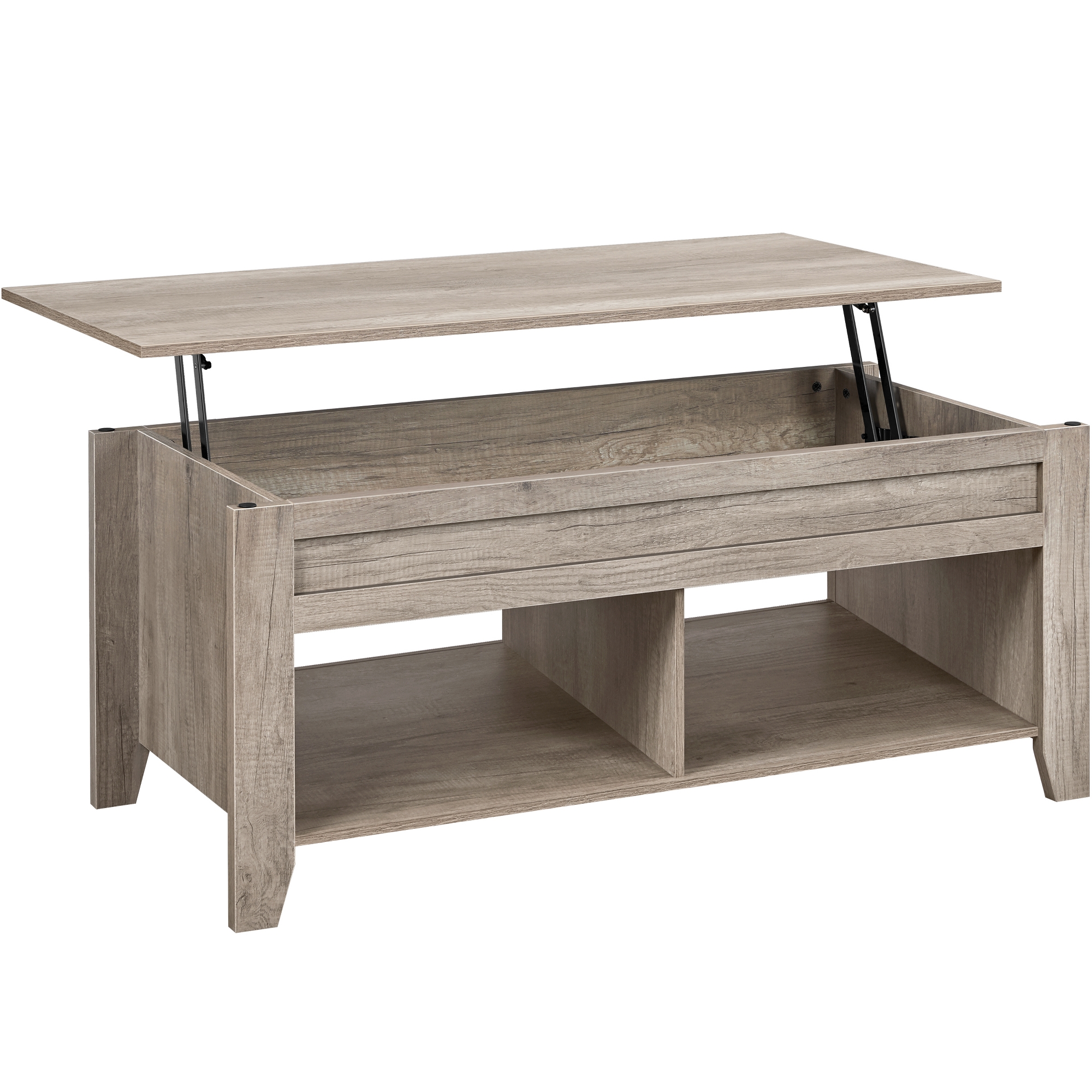 Yaheetech Lift Top Coffee Table with Storage & Open Shelves, Multifunctional Table for Living Room, Reception Room & Office-Gray