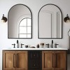 2 Pieces 31 In.H X 24 In.W Black Aluminum Alloy Thin Edge Right Angle Arched Hanging Mirror Frame Wall Mirror - 2 of 4
