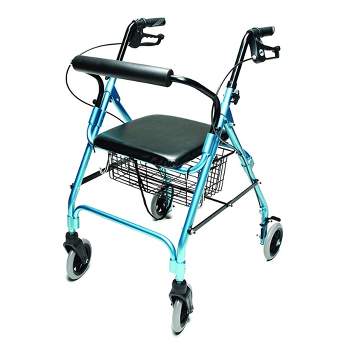 Graham Field Lumex Walkabout Lite Rollator with Seat and 6 Inch Wheels with Ergonomic Hand Grips & adjustable Handle Height for Everyday Use, Aqua