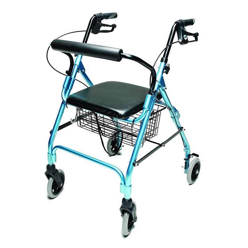 Graham Field Lumex Walkabout Lite Rollator with Seat and 6 Inch Wheels with Ergonomic Hand Grips & adjustable Handle Height for Everyday Use, Aqua, 1 of 7
