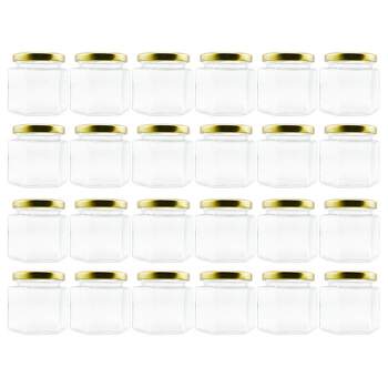 Cornucopia Brands- 4oz Hexagon Glass Jars with Gold Lids 24pk