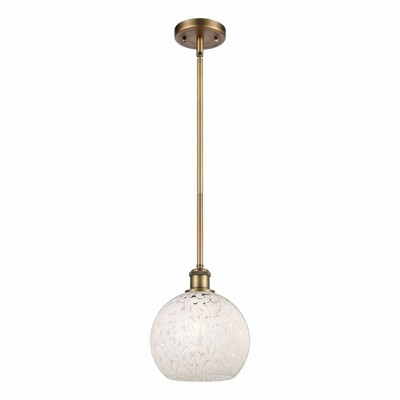 White Mouchette - 1 Light Stem Hung Mini Pendant In Modern Style-10 Inches Tall and 8 Inches Wide