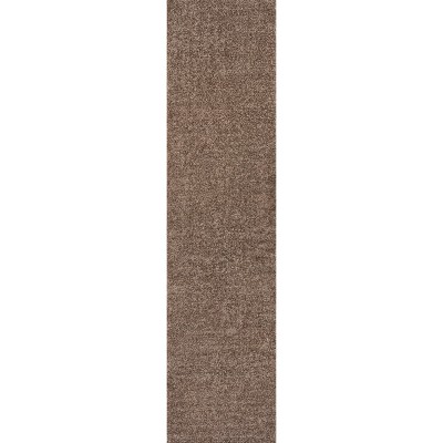 Brown Solid Synthetic Low-Pile 2' x 12' Runner Rug