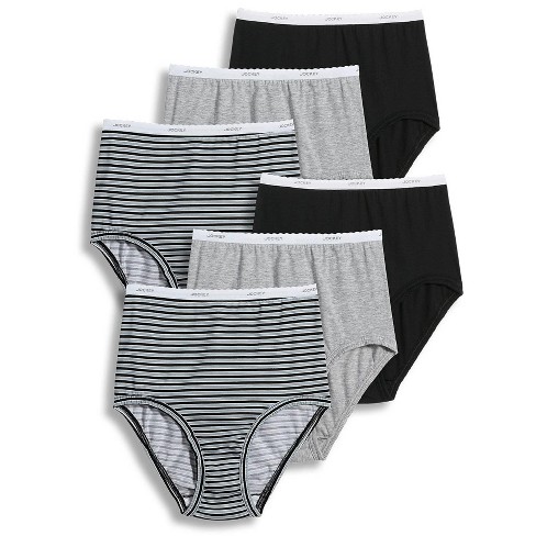 Jockey Women's Plus Size Classic Brief - 6 Pack 8 Black/Grey Heather/Simple  Stripe