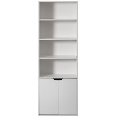 White 71" Adjustable Wood Bookcase with Doors