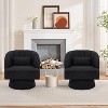 Modern Swivel Barrel Accent Chair, 360 Degree Velvet Upholstered Armchair with Striped Backrest & Plush Padding, Comfy Round Lounge Chair, 2 PCS - 3 of 4