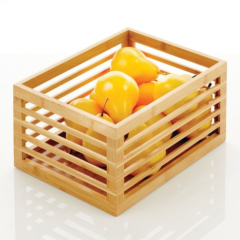 mDesign Bamboo Slotted Storage Cabinet Shelf Organizer Bin for Kitchen - 1  Pack - Natural