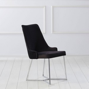 Set of 2 Chander Glam Microfiber Upholstered Dining Chairs Black - HOMES: Inside + Out: Contemporary Style, Steel Legs, Foam Filled - 1 of 4